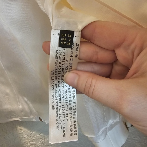 Massimo Dutti White Abstract Cat Animal Print Crop Blazer 3/4 Sleeve Jacket US 2 - Picture 5 of 9